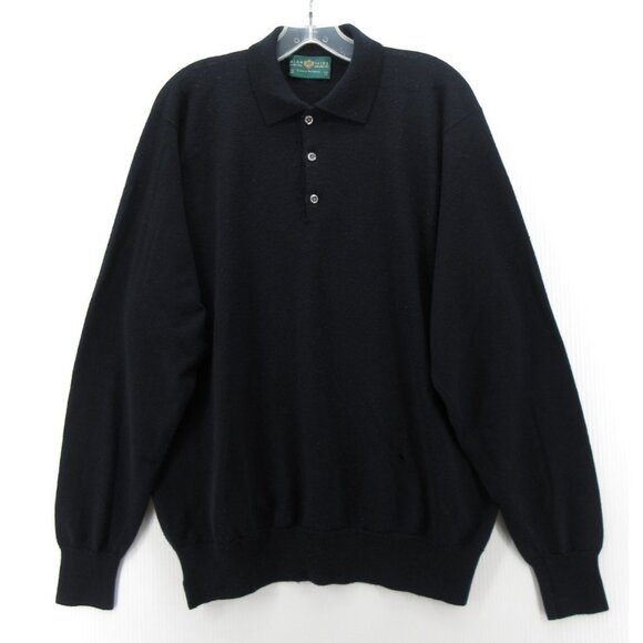 VINTAGE Alan Paine Sweater XL Merino Wool Polo Pullover 90s UK 46 * - Picture 1 of 11